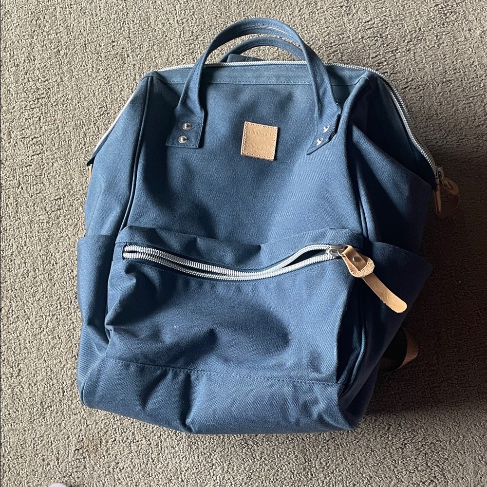 Elegant Navy Backpack with Tan Accents